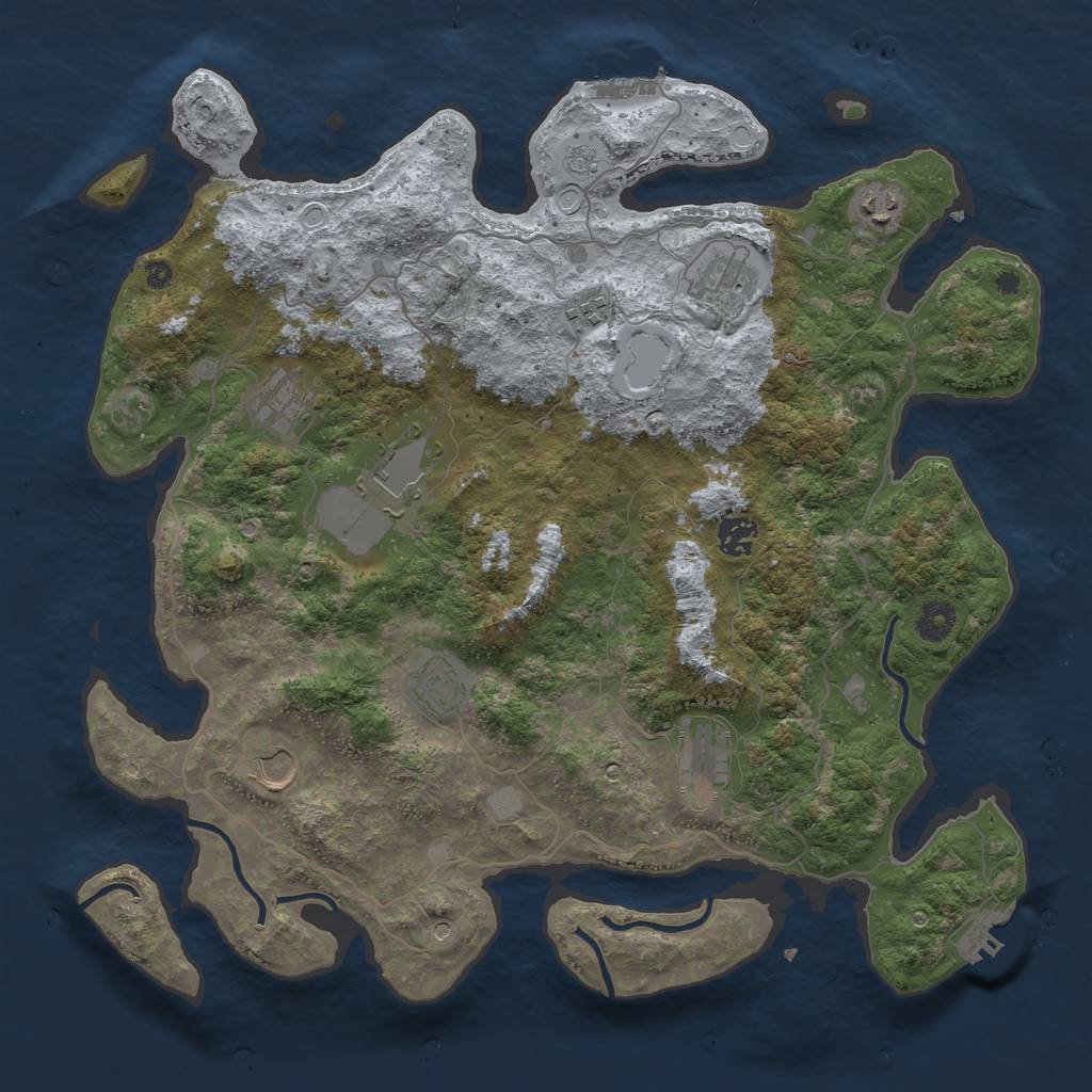 Rust Map: Procedural Map, Size: 4000, Seed: 22332, 16 Monuments