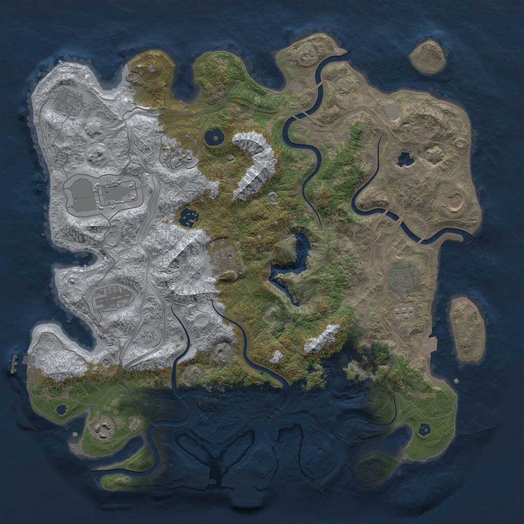 Rust Map: Procedural Map, Size: 4250, Seed: 625108858, 16 Monuments