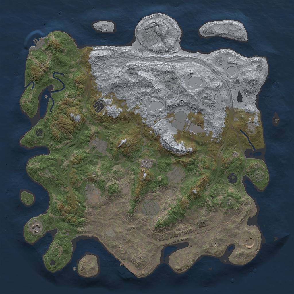 Rust Map: Procedural Map, Size: 4301, Seed: 22684475, 19 Monuments