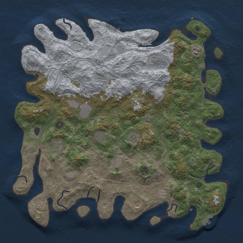 Rust Map: Procedural Map, Size: 4500, Seed: 2014941522, 18 Monuments