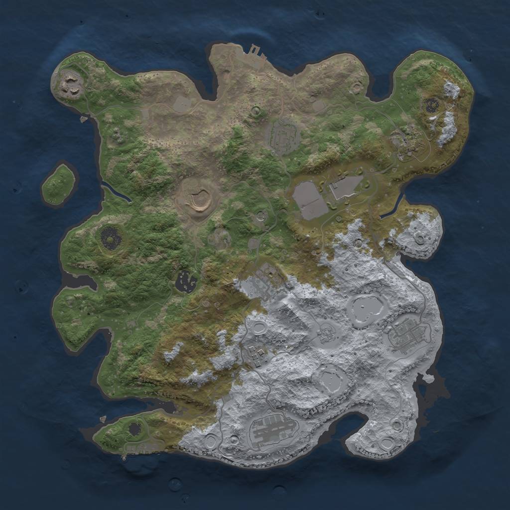 Rust Map: Procedural Map, Size: 3500, Seed: 1606693067, 17 Monuments