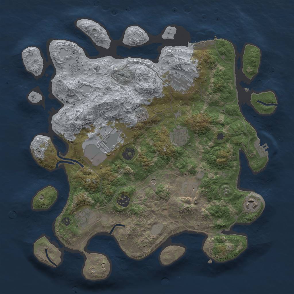 Rust Map: Procedural Map, Size: 3500, Seed: 370440950, 15 Monuments