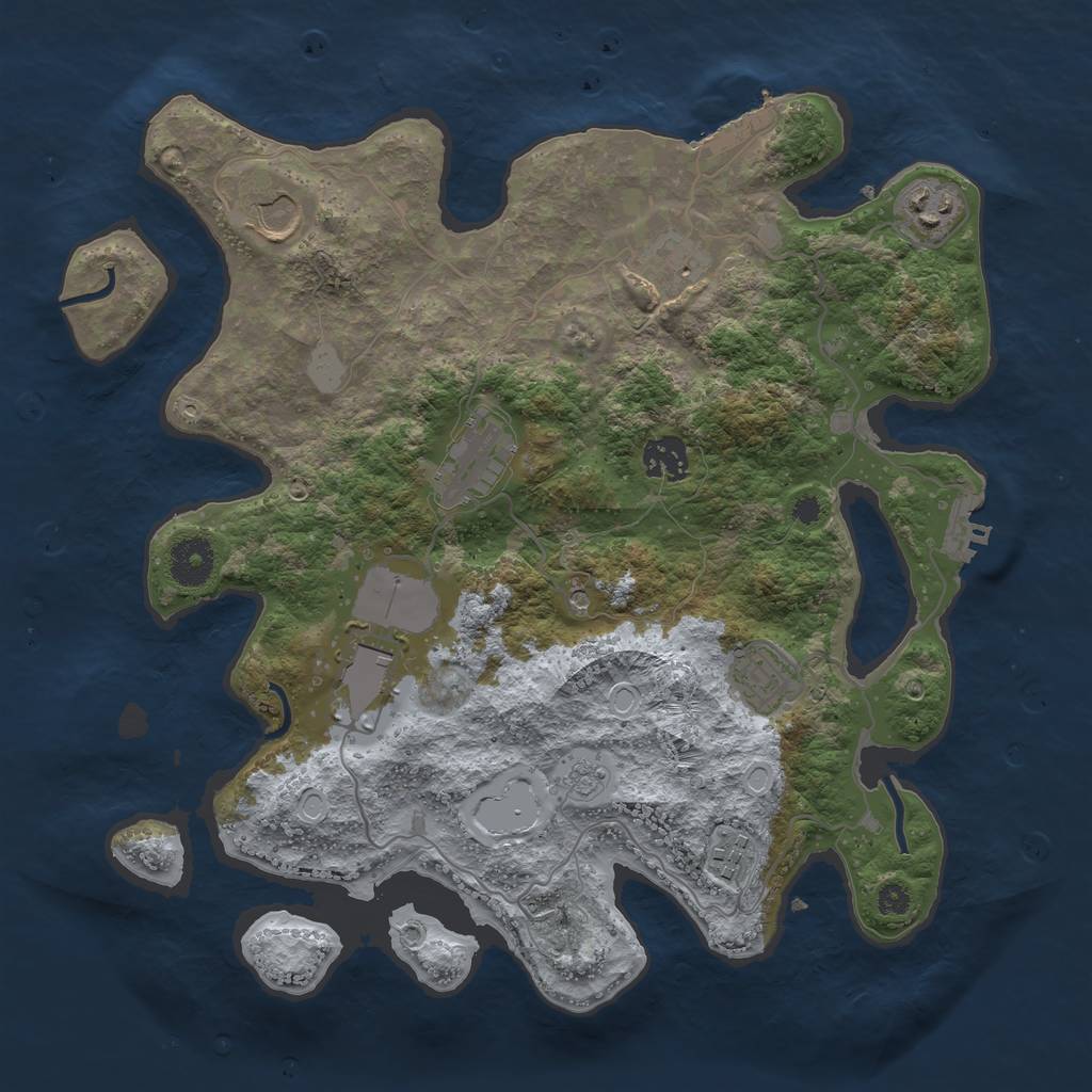 Rust Map: Procedural Map, Size: 3500, Seed: 34870887, 15 Monuments