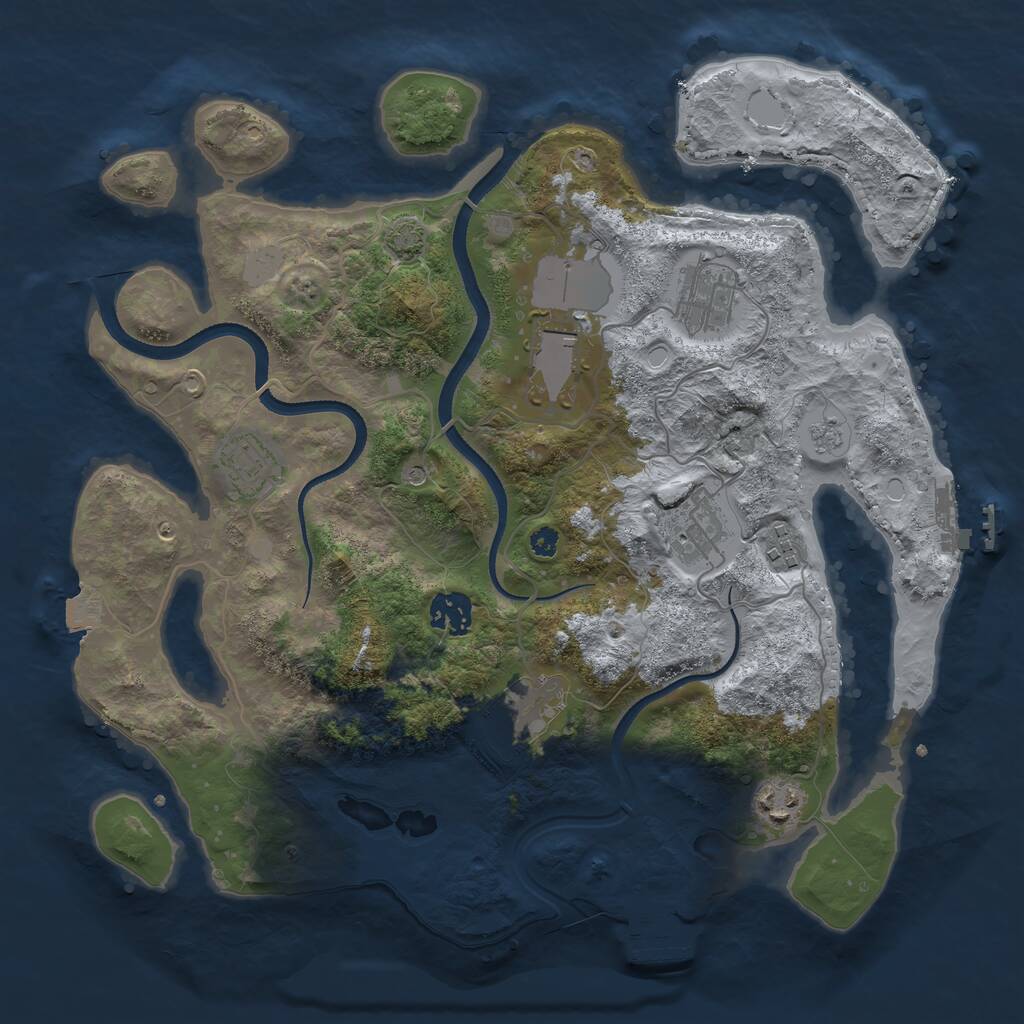 Rust Map: Procedural Map, Size: 3500, Seed: 997868353, 14 Monuments