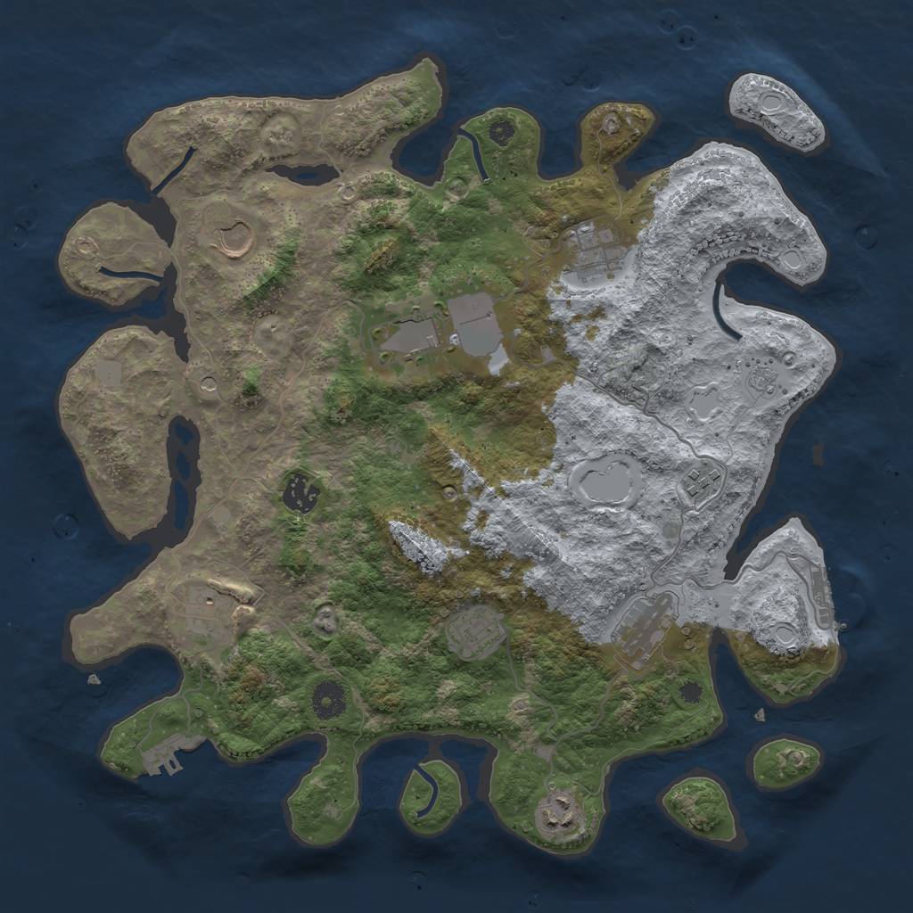 Rust Map: Procedural Map, Size: 3750, Seed: 352014710, 16 Monuments