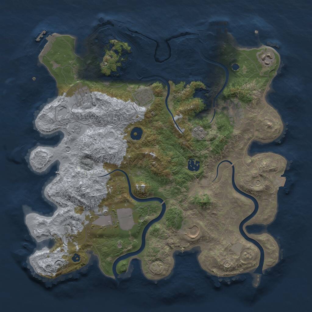 Rust Map: Procedural Map, Size: 3700, Seed: 1410596303, 15 Monuments