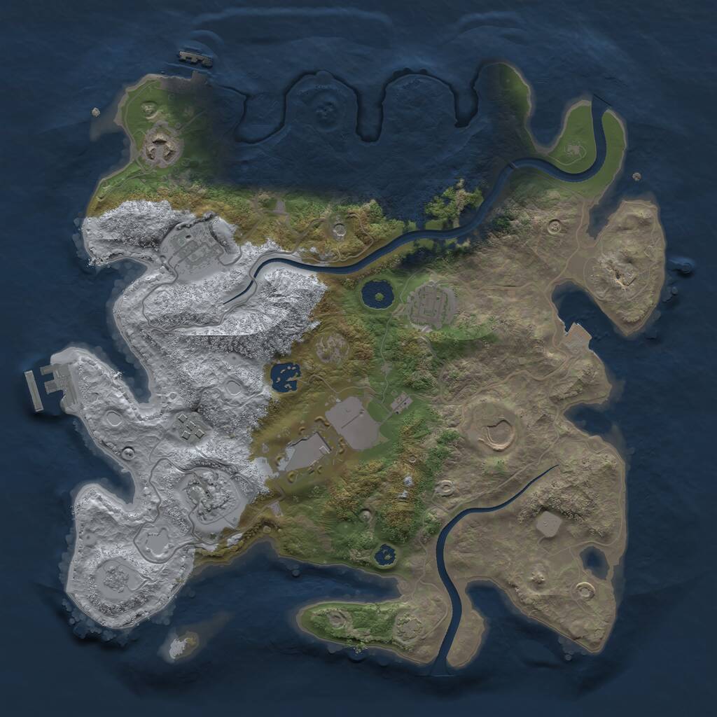 Rust Map: Procedural Map, Size: 3500, Seed: 64398352, 14 Monuments