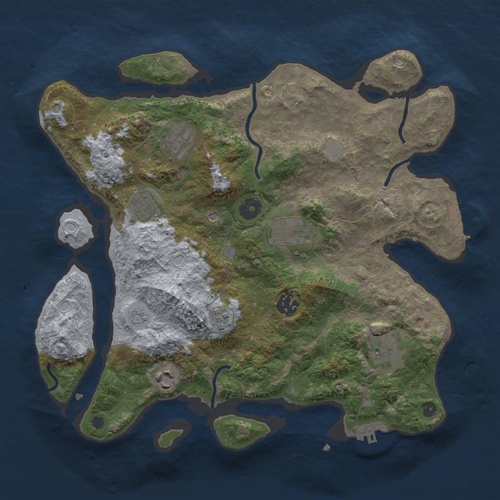 Rust Map: Procedural Map, Size: 3450, Seed: 83771614, 16 Monuments