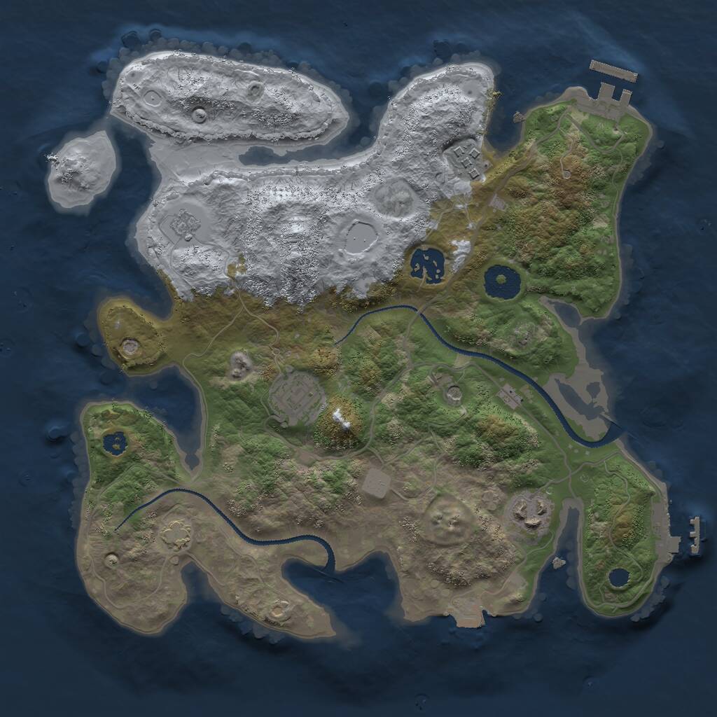 Rust Map: Procedural Map, Size: 3000, Seed: 859126, 10 Monuments
