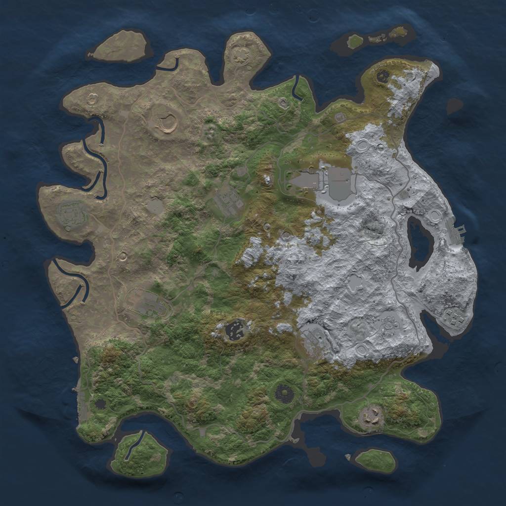 Rust Map: Procedural Map, Size: 4000, Seed: 789544, 17 Monuments