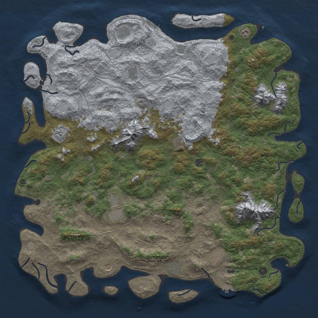 Rust Map: Procedural Map, Size: 6000, Seed: 748787331, 20 Monuments