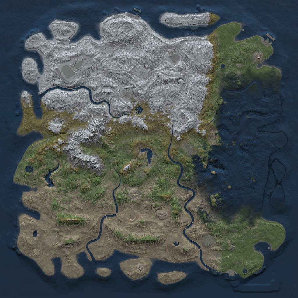 Rust Map: Procedural Map, Size: 6000, Seed: 748787331, 17 Monuments