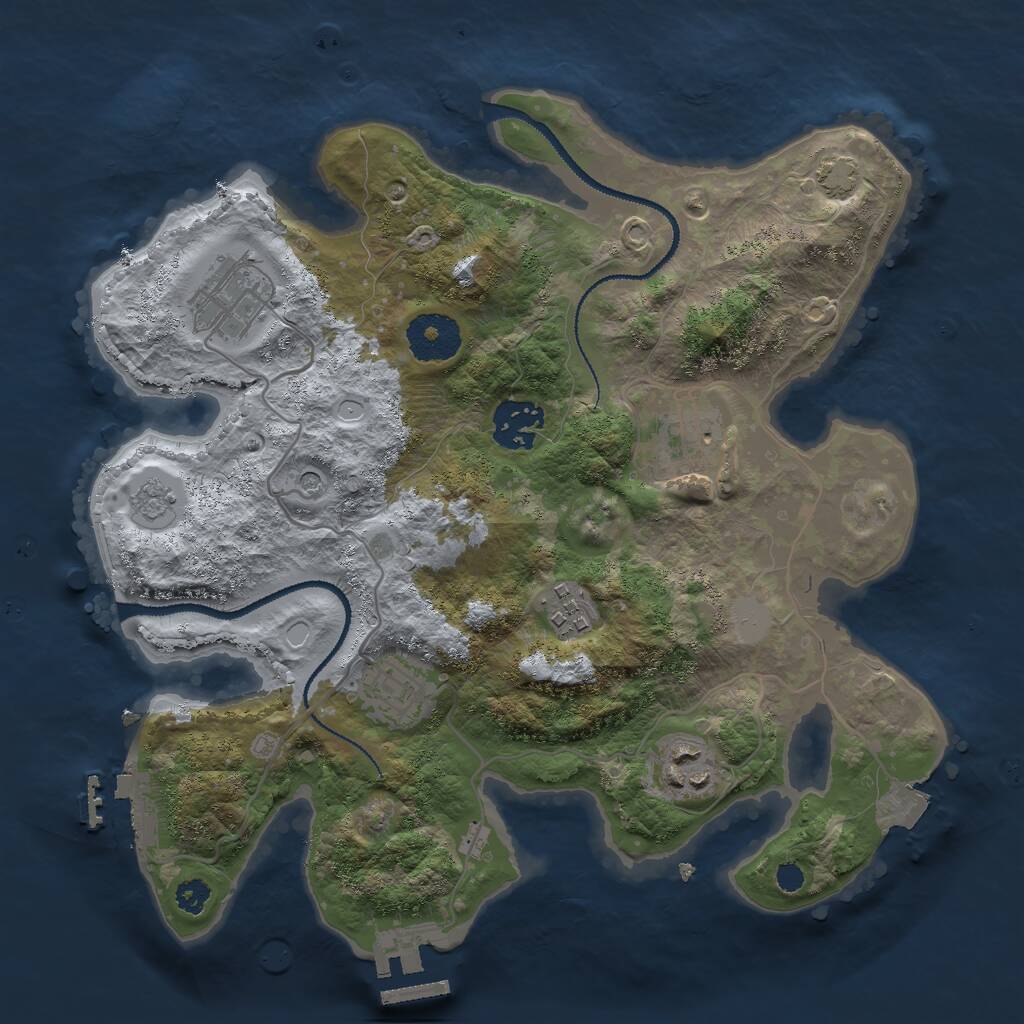 Rust Map: Procedural Map, Size: 3000, Seed: 318484342, 12 Monuments