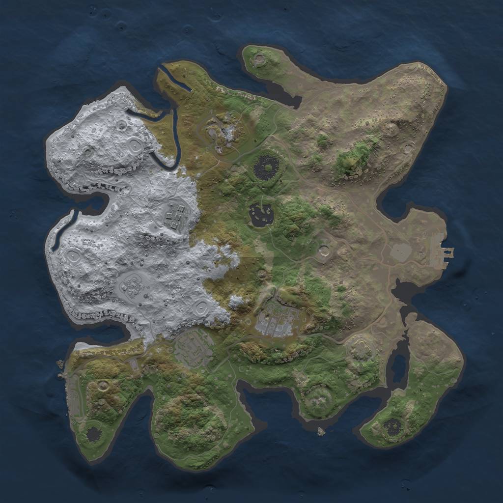 Rust Map: Procedural Map, Size: 3000, Seed: 318484342, 12 Monuments