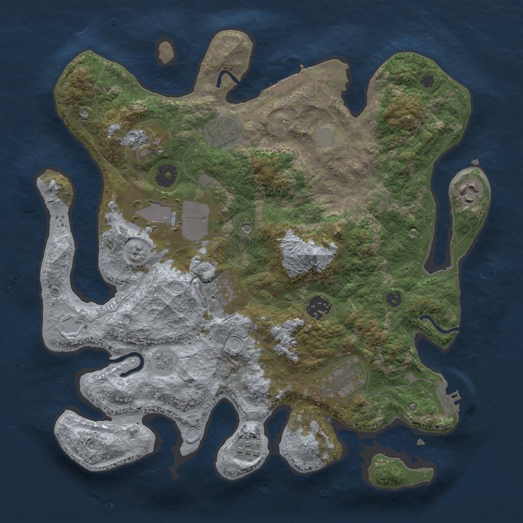 Rust Map: Procedural Map, Size: 3500, Seed: 1334705906, 15 Monuments