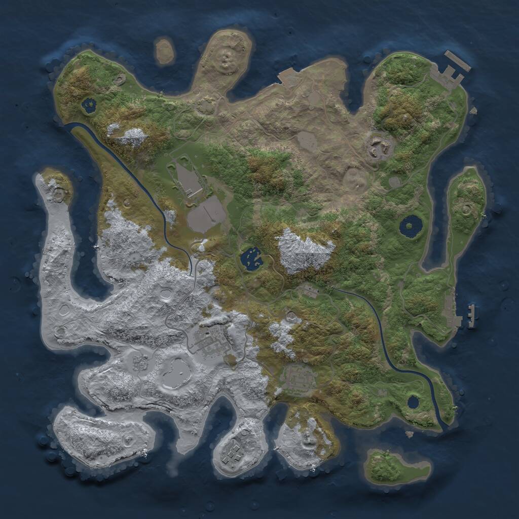 Rust Map: Procedural Map, Size: 3500, Seed: 1334705906, 12 Monuments
