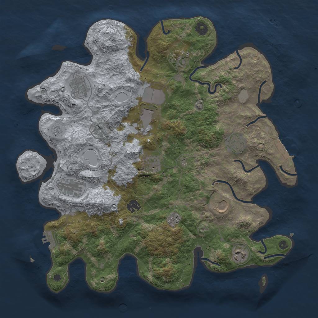 Rust Map: Procedural Map, Size: 3750, Seed: 85429579, 17 Monuments