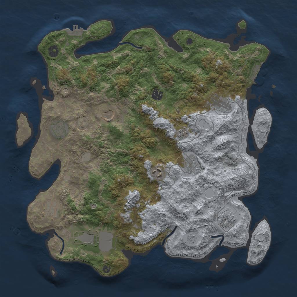 Rust Map: Procedural Map, Size: 3950, Seed: 1435480242, 17 Monuments