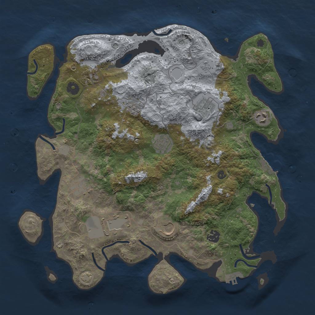 Rust Map: Procedural Map, Size: 3750, Seed: 30505953, 16 Monuments