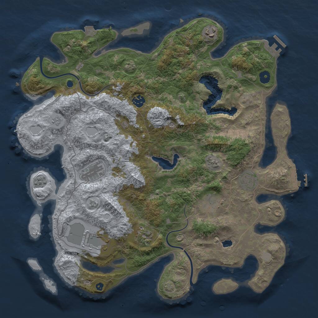 Rust Map: Procedural Map, Size: 4000, Seed: 1789, 14 Monuments