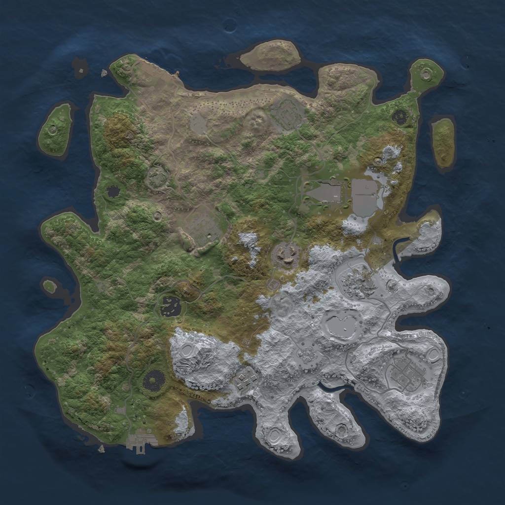 Rust Map: Procedural Map, Size: 3500, Seed: 73099746, 14 Monuments