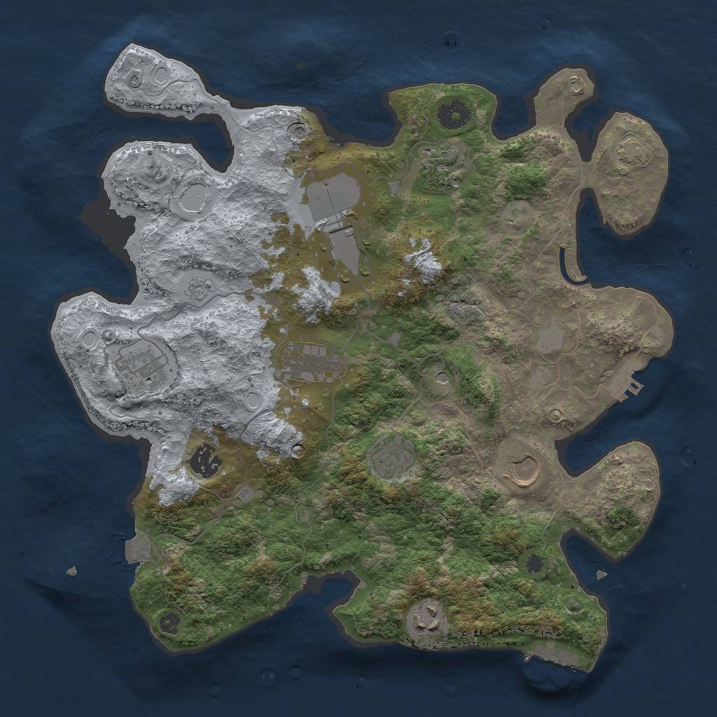 Rust Map: Procedural Map, Size: 3500, Seed: 19039237, 16 Monuments