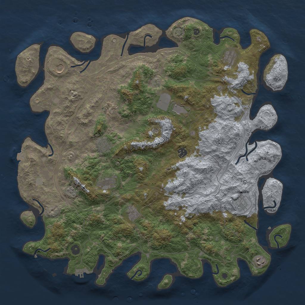 Rust Map: Procedural Map, Size: 4800, Seed: 2058026832, 18 Monuments