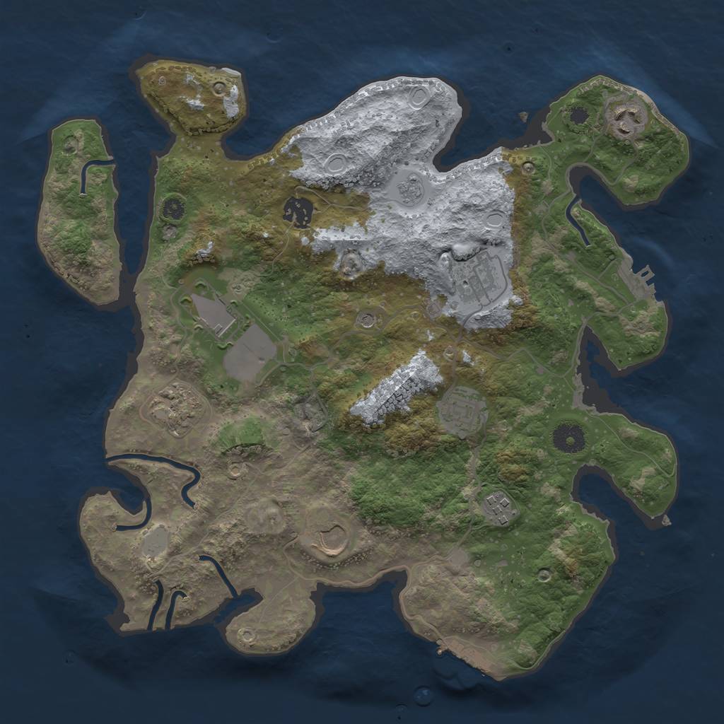 Rust Map: Procedural Map, Size: 3500, Seed: 1614324193, 15 Monuments