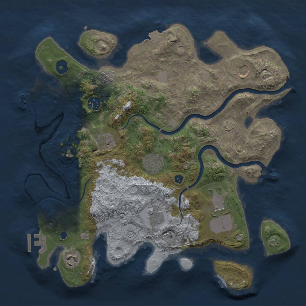 Rust Map: Procedural Map, Size: 3500, Seed: 67323707, 14 Monuments