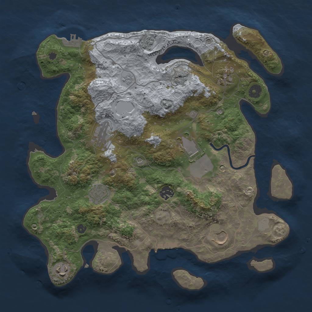 Rust Map: Procedural Map, Size: 3500, Seed: 46544962, 17 Monuments