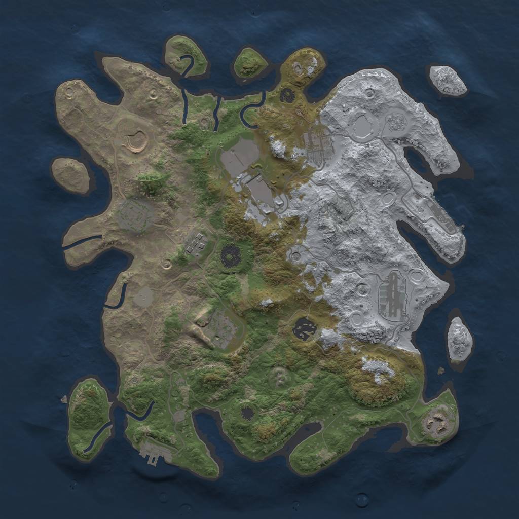 Rust Map: Procedural Map, Size: 3500, Seed: 34152503, 16 Monuments