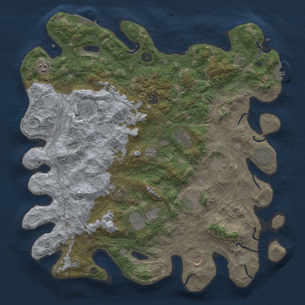 Rust Map: Procedural Map, Size: 4500, Seed: 1186314073, 20 Monuments