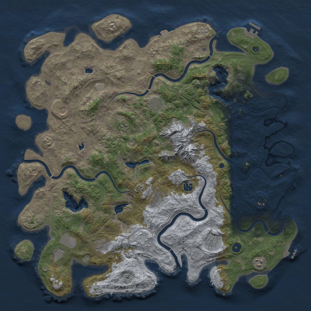 Rust Map: Procedural Map, Size: 5000, Seed: 2134544351, 17 Monuments