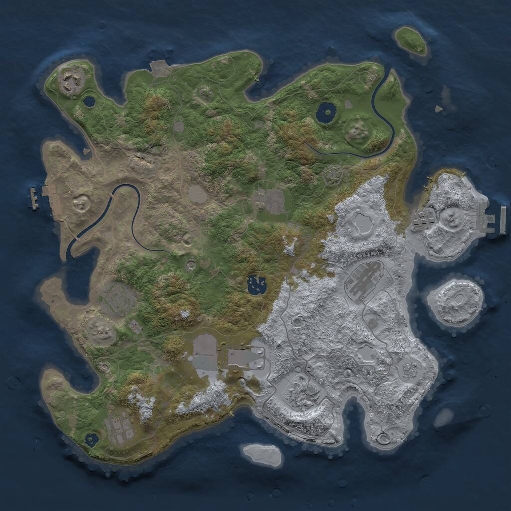 Rust Map: Procedural Map, Size: 3700, Seed: 675712592, 15 Monuments