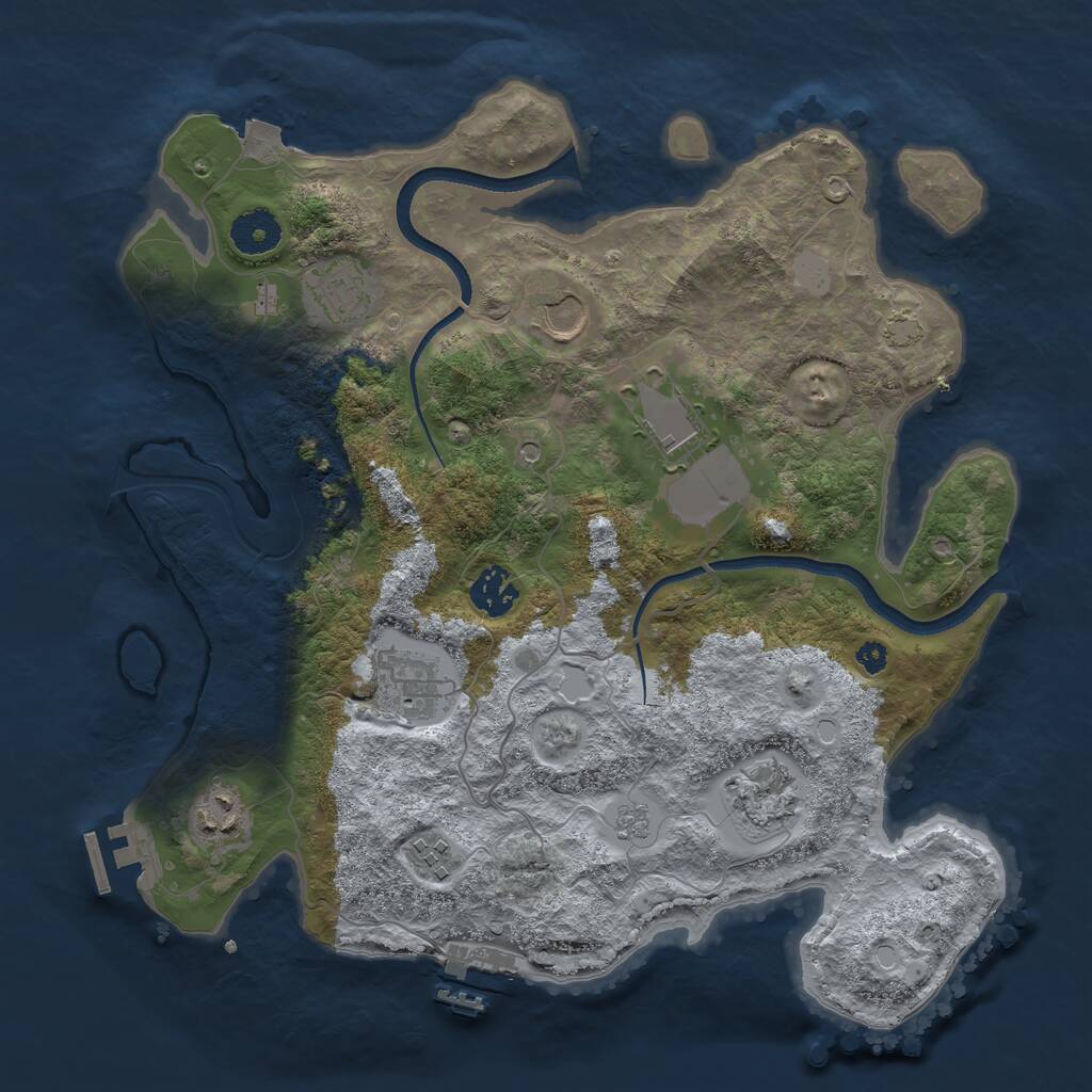 Rust Map: Procedural Map, Size: 3500, Seed: 16548427, 14 Monuments