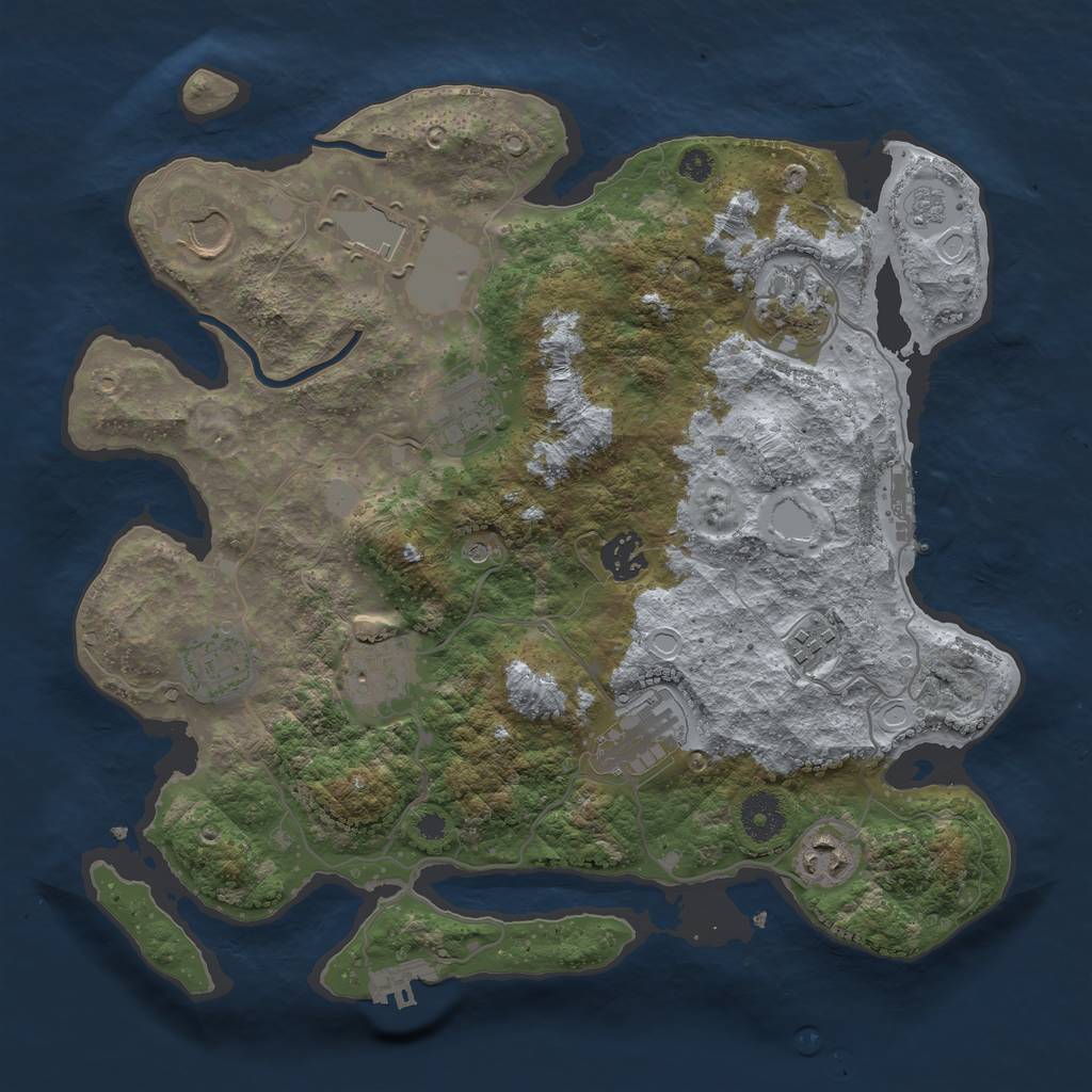 Rust Map: Procedural Map, Size: 3500, Seed: 1723336008, 17 Monuments