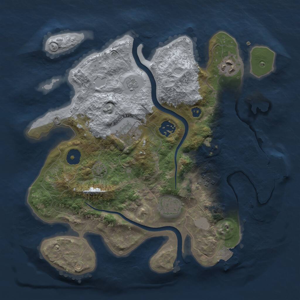 Rust Map: Procedural Map, Size: 3000, Seed: 1747155974, 9 Monuments