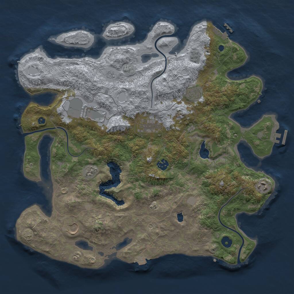 Rust Map: Procedural Map, Size: 4050, Seed: 1278340611, 13 Monuments