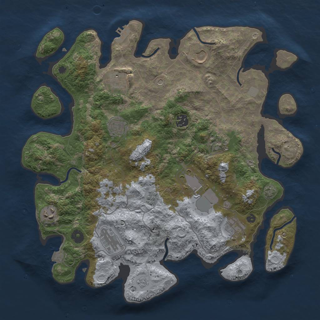 Rust Map: Procedural Map, Size: 3700, Seed: 543428427, 17 Monuments
