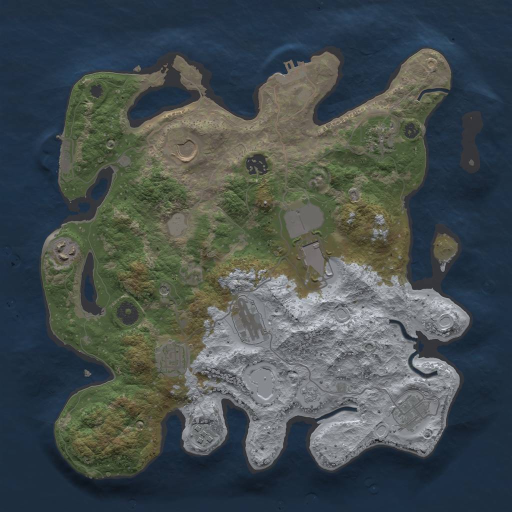 Rust Map: Procedural Map, Size: 3500, Seed: 43096344, 18 Monuments