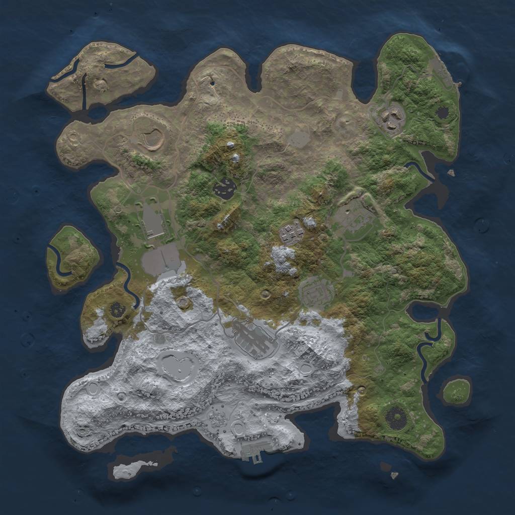 Rust Map: Procedural Map, Size: 3500, Seed: 93878490, 14 Monuments
