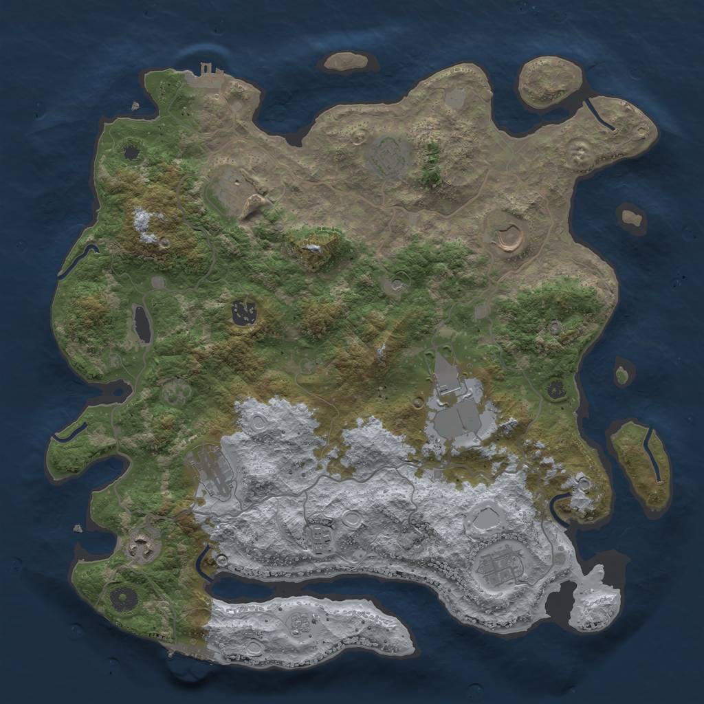 Rust Map: Procedural Map, Size: 4000, Seed: 221531004, 18 Monuments