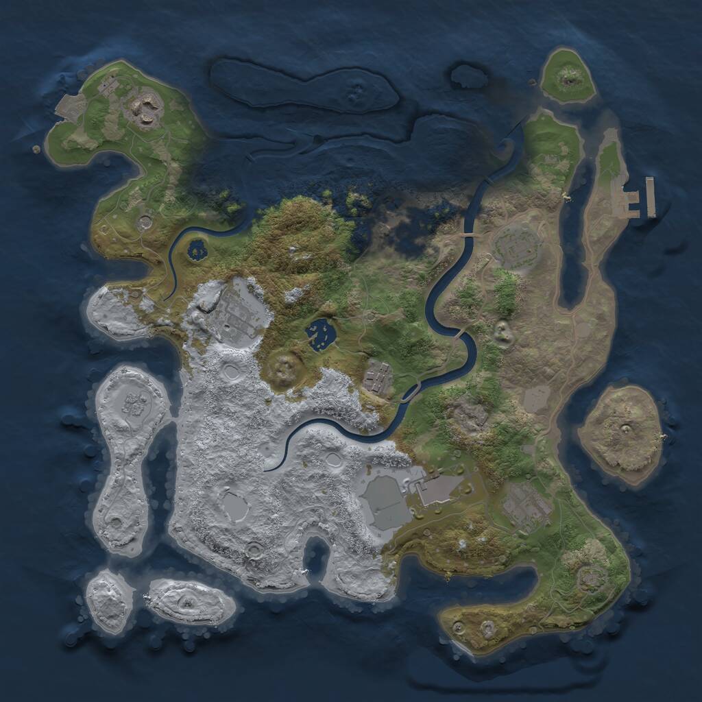 Rust Map: Procedural Map, Size: 3500, Seed: 54931247, 13 Monuments