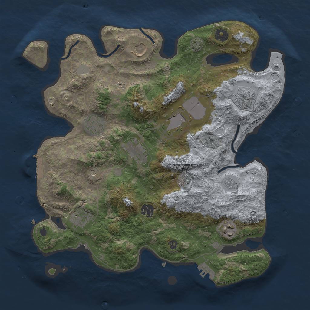 Rust Map: Procedural Map, Size: 3500, Seed: 71653331, 17 Monuments