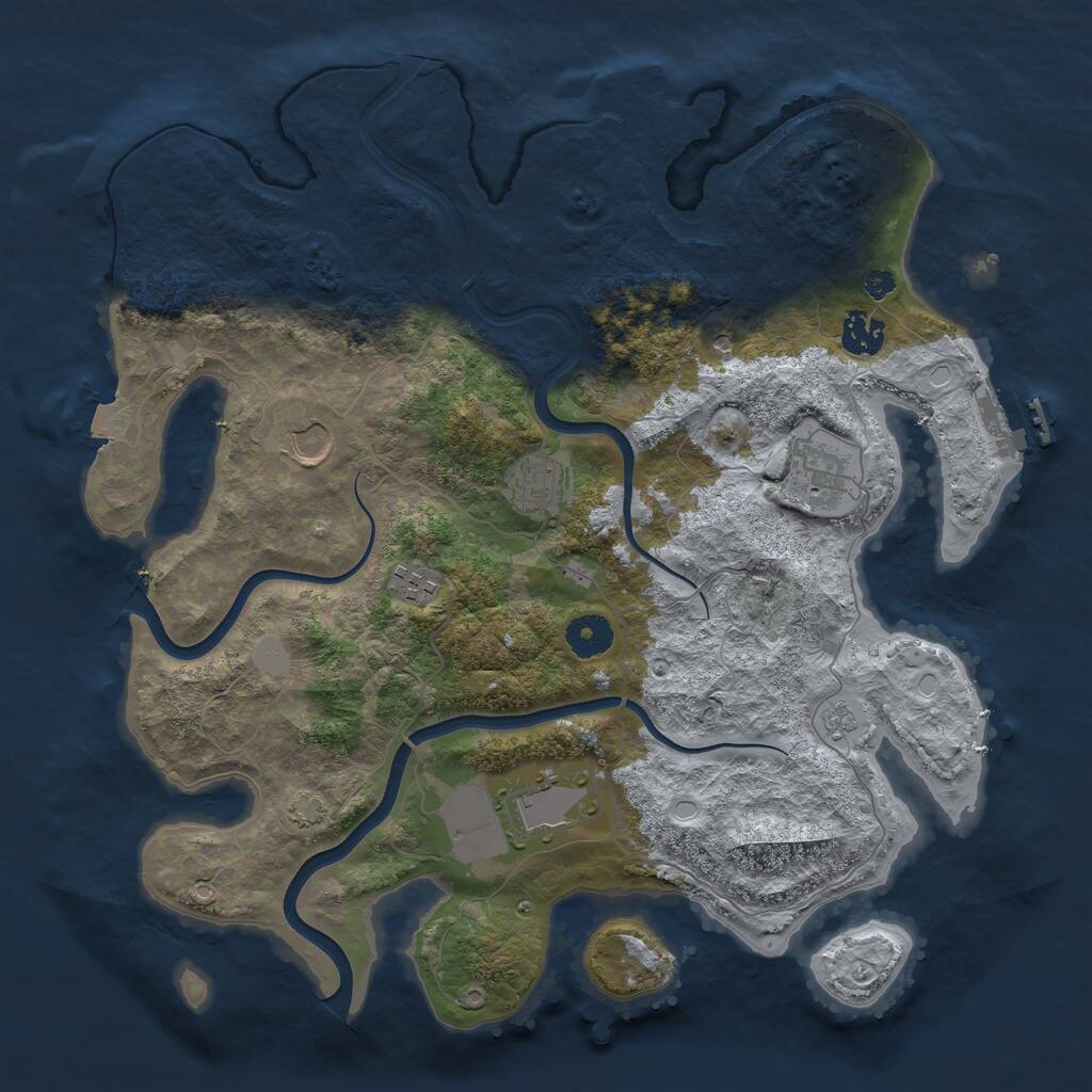 Rust Map: Procedural Map, Size: 3700, Seed: 942245109, 12 Monuments