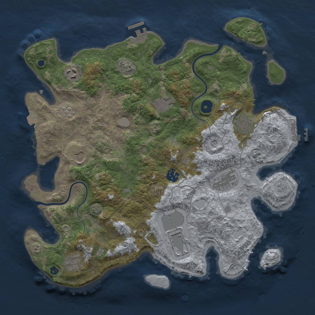 Rust Map: Procedural Map, Size: 3800, Seed: 675712592, 15 Monuments