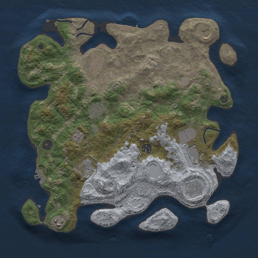 Rust Map: Procedural Map, Size: 3750, Seed: 12335156, 18 Monuments