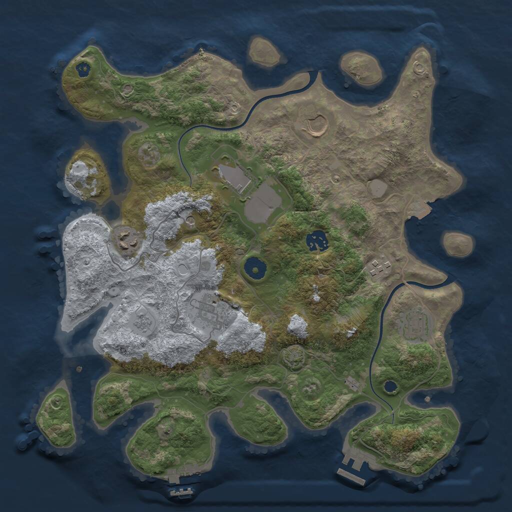 Rust Map: Procedural Map, Size: 3500, Seed: 1398876223, 13 Monuments