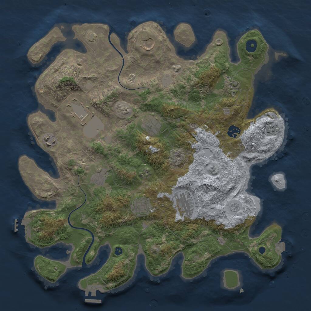 Rust Map: Procedural Map, Size: 3800, Seed: 854632, 16 Monuments