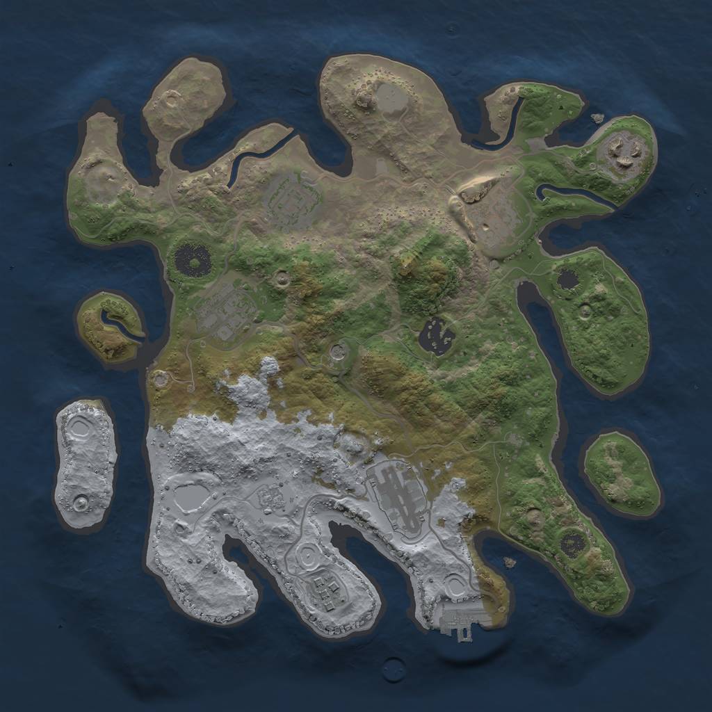 Rust Map: Procedural Map, Size: 3000, Seed: 649985906, 15 Monuments